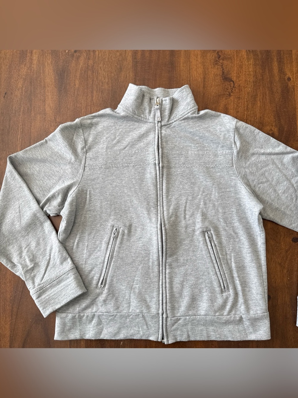 Valerie Stevens Gray Pima Cotton Full Zip Sweater S Athletic Outdoor Stretch
